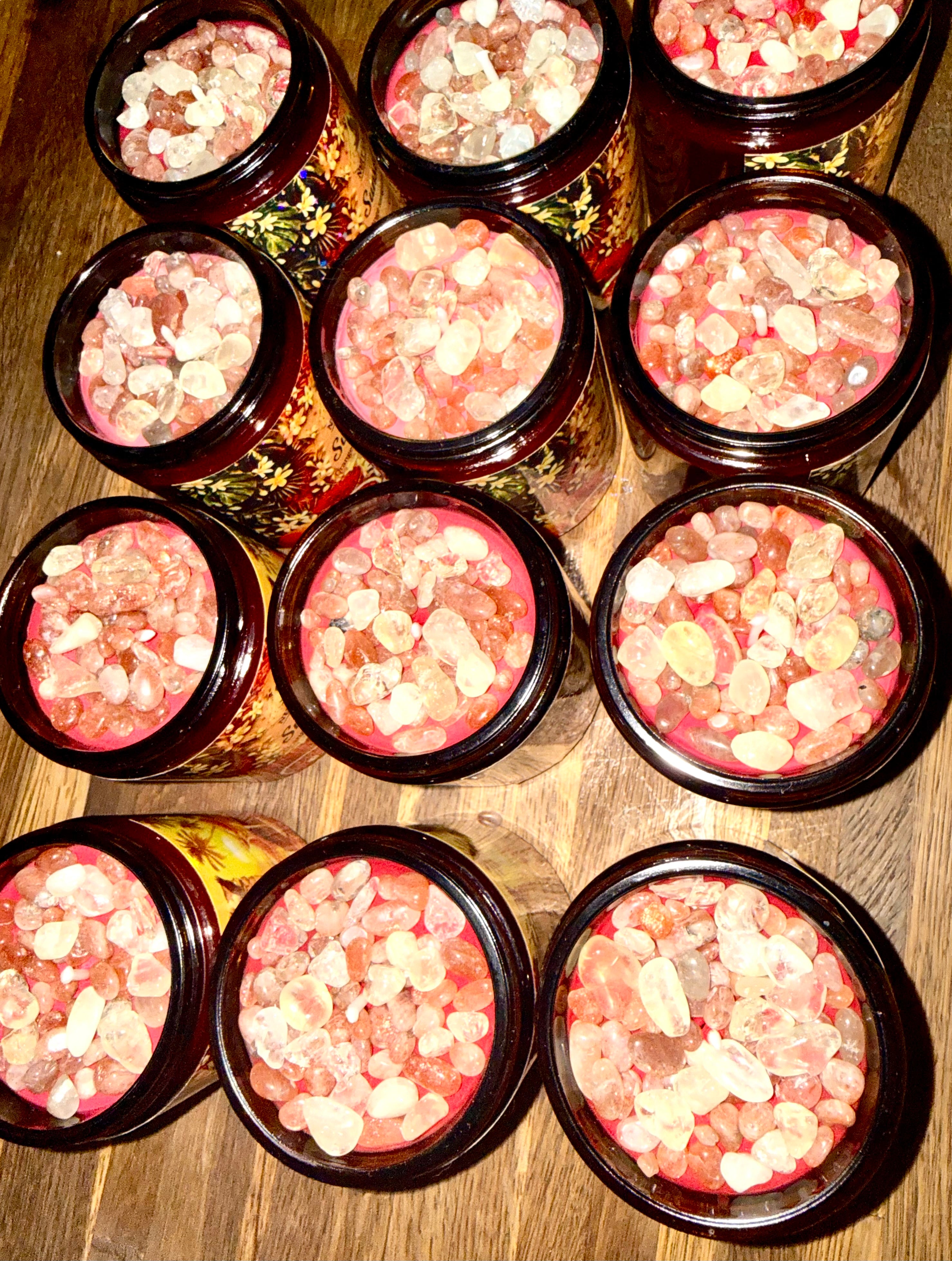 Bougie de luxe artisanale aux cristaux SUNSET SKIN Orange sanguine, Safran, Hedione