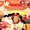 Bougie de luxe artisanale aux cristaux SUNSET SKIN Orange sanguine, Safran, Hedione