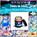 Bougie de luxe artisanale aux cristaux NUITS EN MER Brise Marine et sa fiole de fluorite multicolore