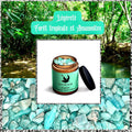 Bougie de luxe artisanale aux cristaux  Nuit de Lune LEGERETE Forêt tropicale et sa fiole d’amazonites et fleurs d’amarantes