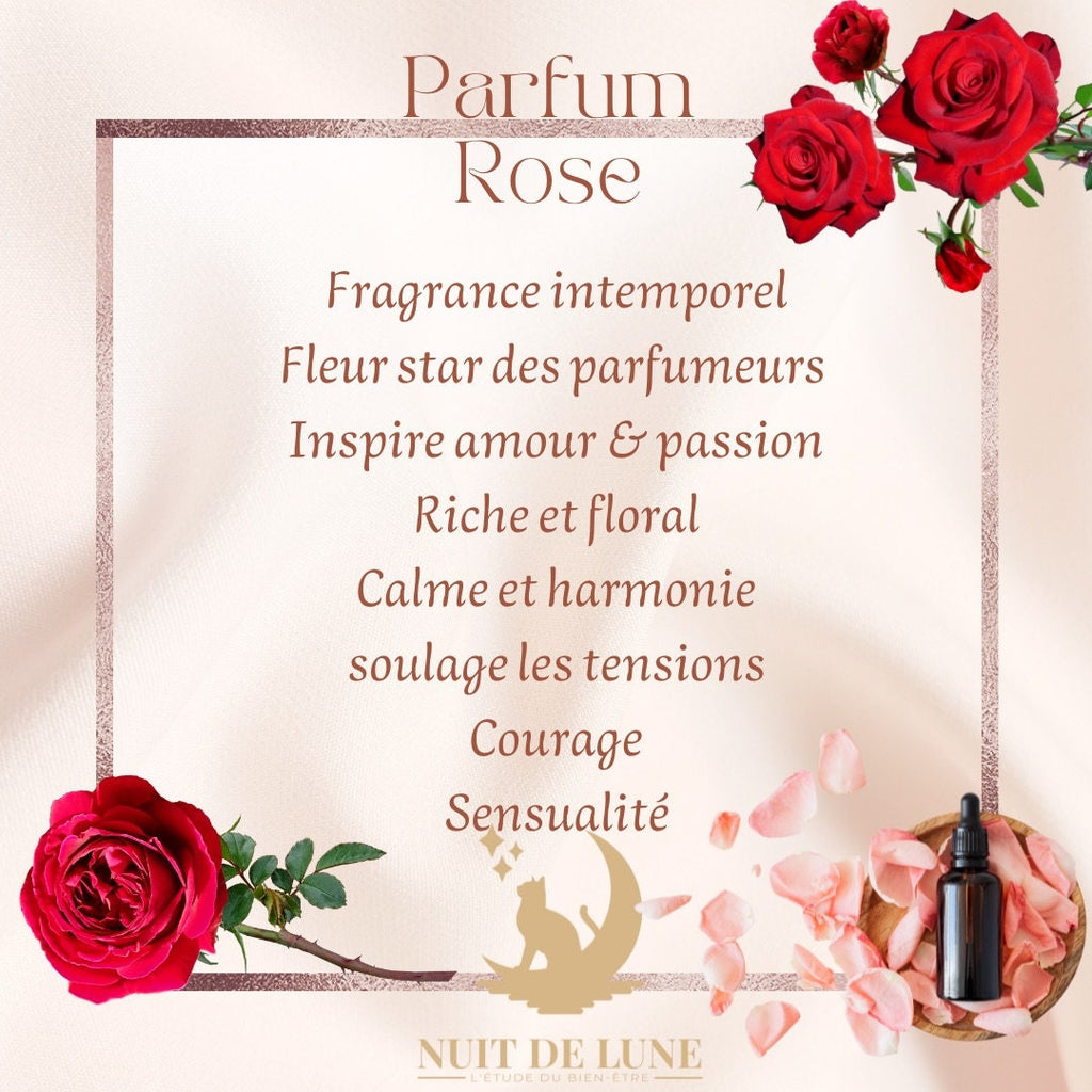Bougie de luxe artisanale aux cristaux  Nuit de Lune ROSE INTENSE Rose & bois de Oud et sa fiole de cristaux de grenat et roses