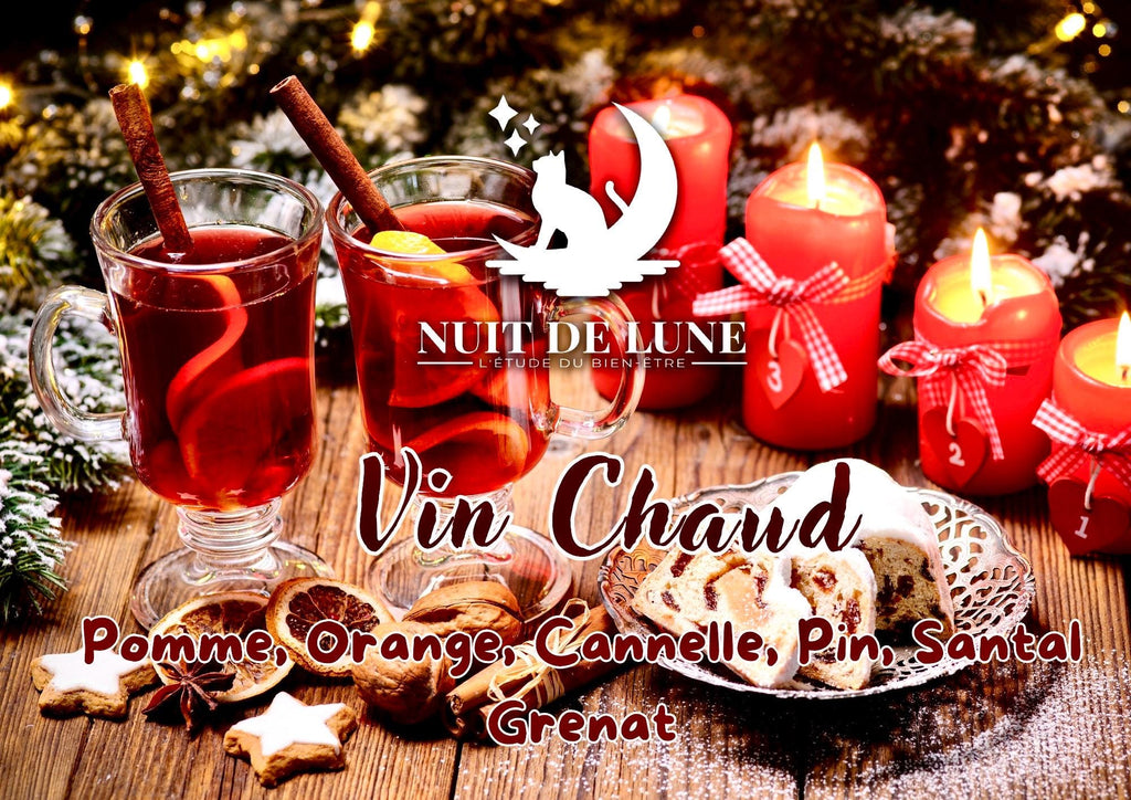 Bougie de luxe artisanale aux cristaux Nuit de Lune VIN CHAUD Orange, Pomme, Cannelle, Pin, Santal, Grenat