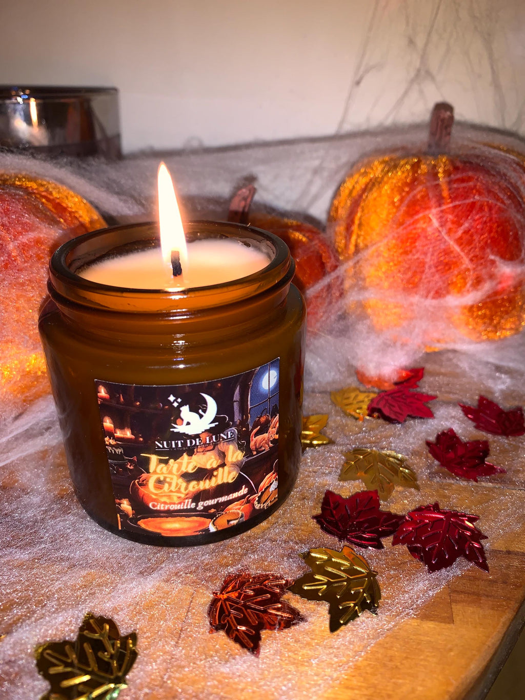 Bougie de luxe artisanale parfumée Halloween TARTE A La CITROUILLE Citrouille merveilleuse Vanille Citrouille Cannelle Pumpkin Spice