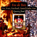 Bougie de luxe artisanale parfumée Noel FEU DE BOIS Pin frais, cedre, patchouli, santal, cuir