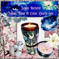 Bougie de luxe artisanale parfumée aux cristaux  Nuit de Lune JASMIN NOCTURNE - jasmin, fleur de coton, quartz rose et jasmin séché