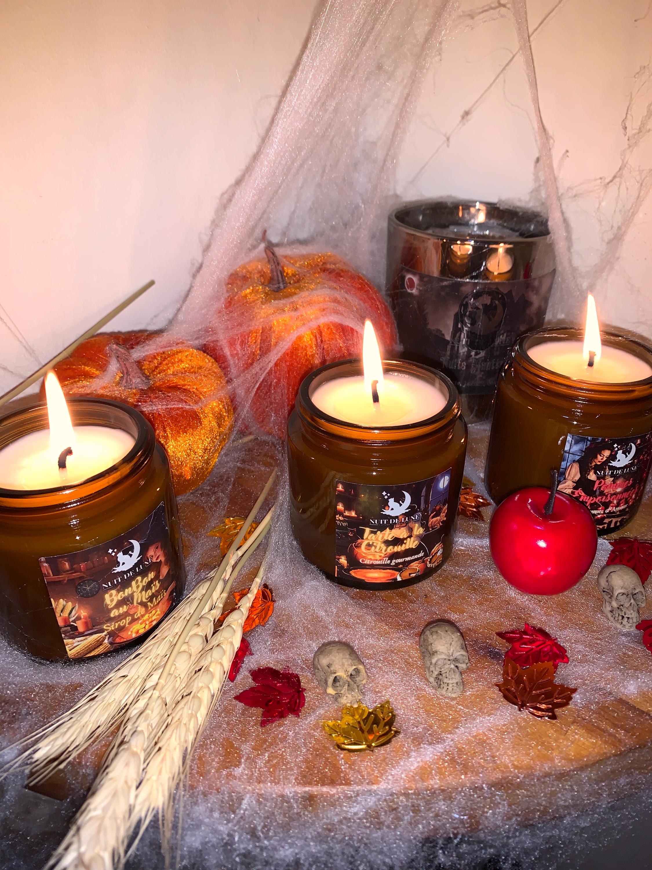 bougie de luxe artisanale parfumée Halloween BONBON De MAIS parfum Sirop de Maïs