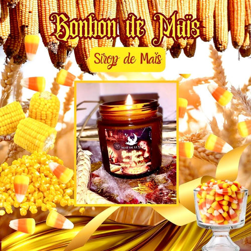 bougie de luxe artisanale parfumée Halloween BONBON De MAIS parfum Sirop de Maïs