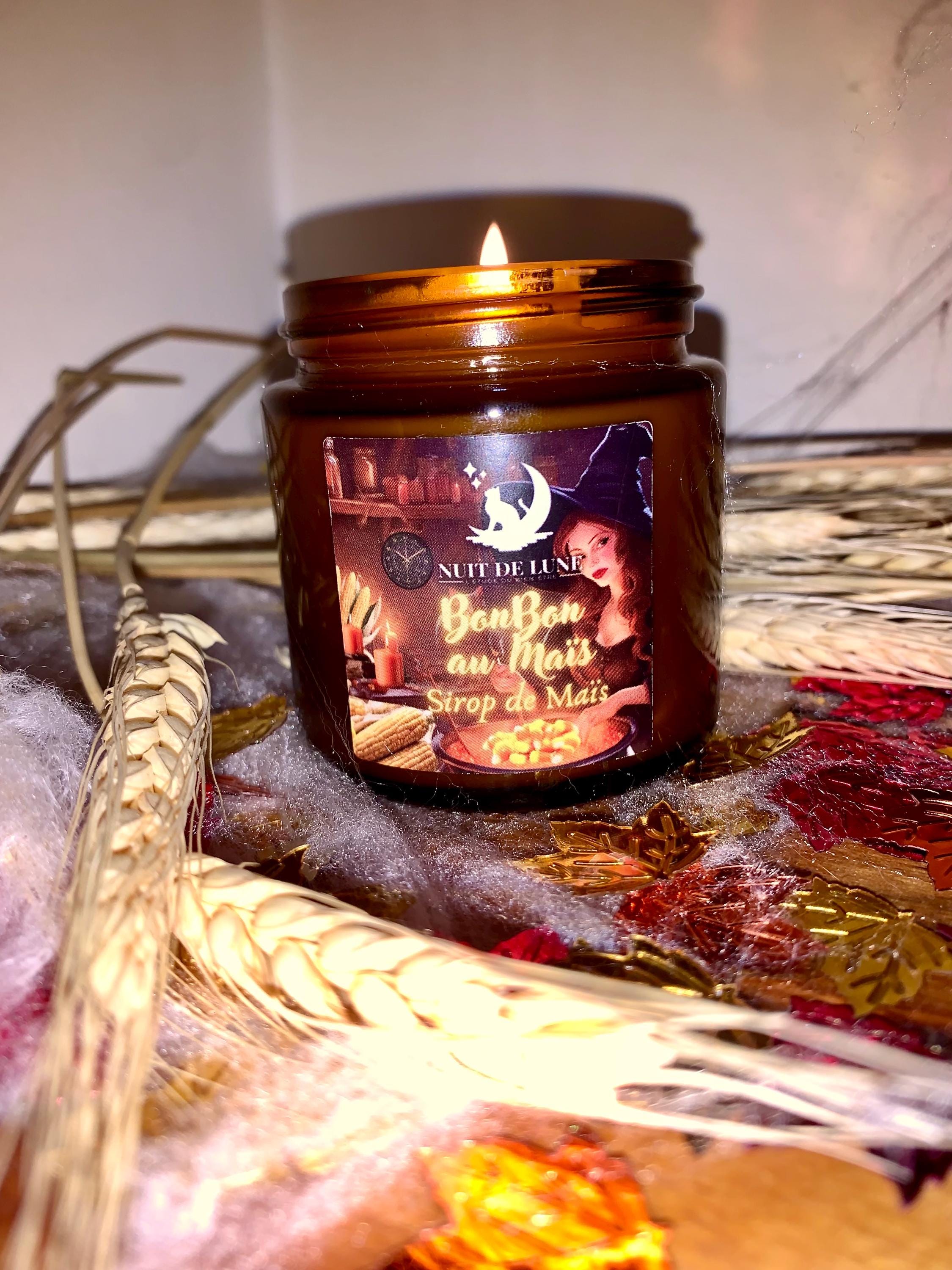 bougie de luxe artisanale parfumée Halloween BONBON De MAIS parfum Sirop de Maïs