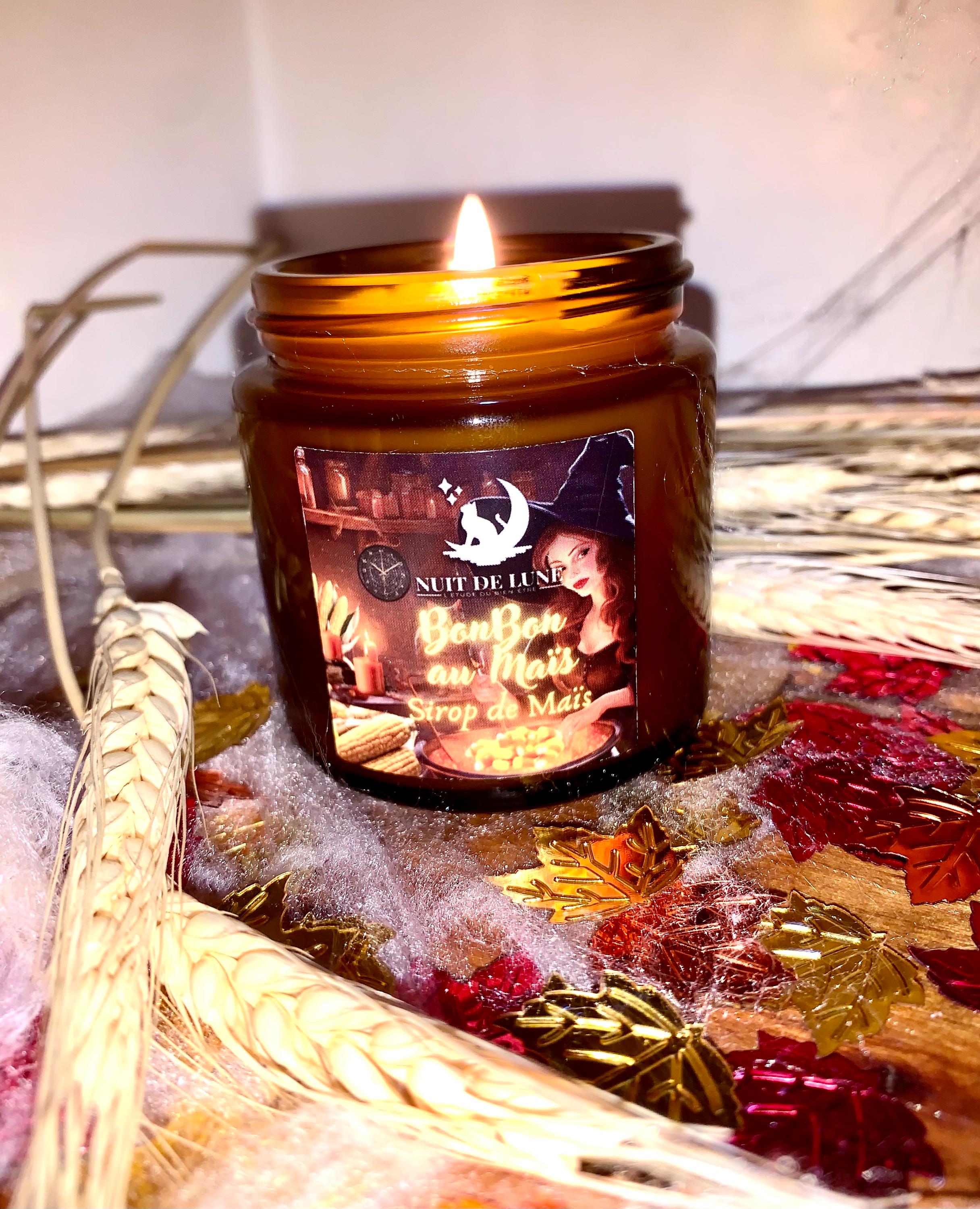 bougie de luxe artisanale parfumée Halloween BONBON De MAIS parfum Sirop de Maïs