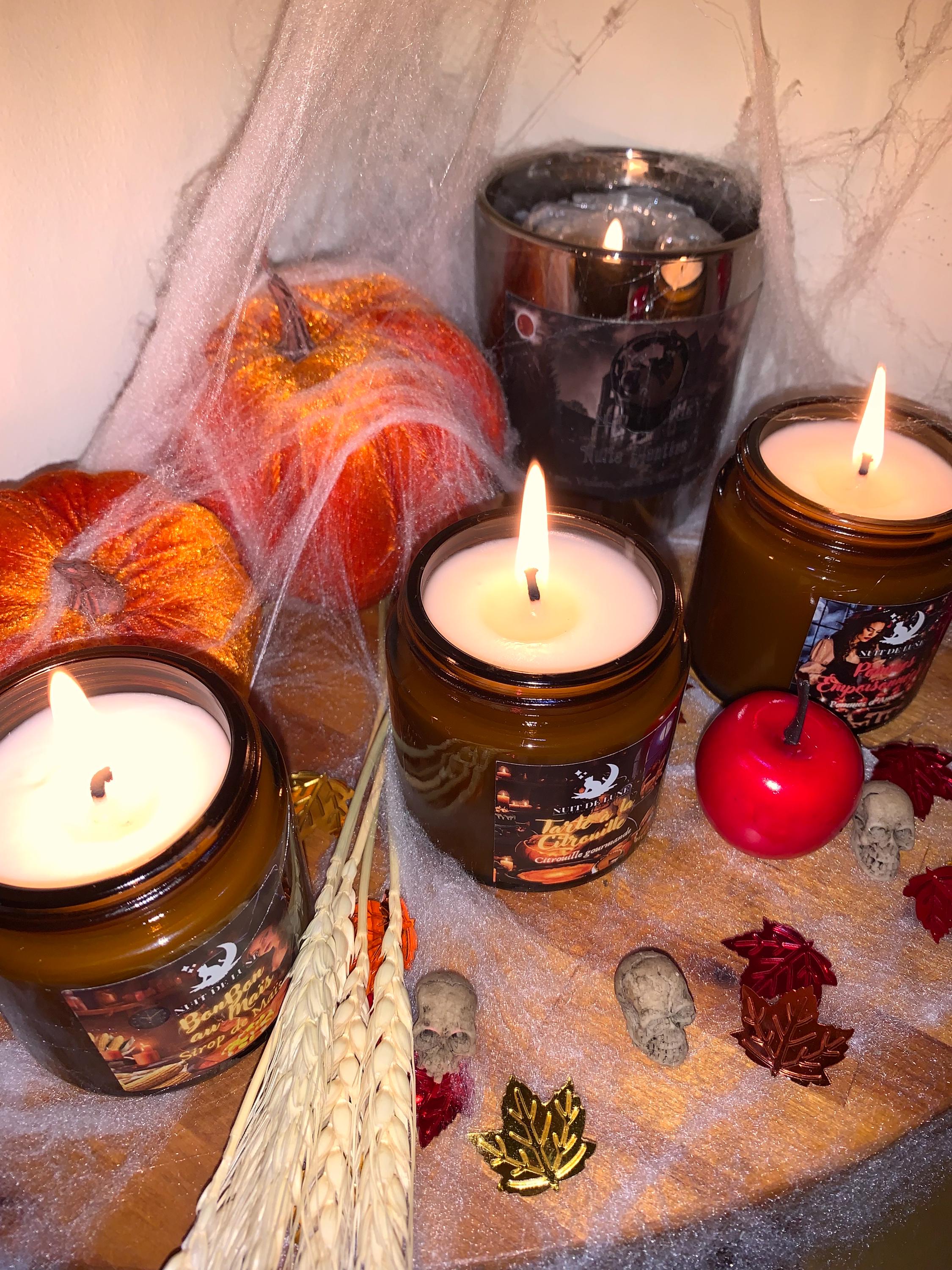 bougie de luxe artisanale parfumée Halloween BONBON De MAIS parfum Sirop de Maïs