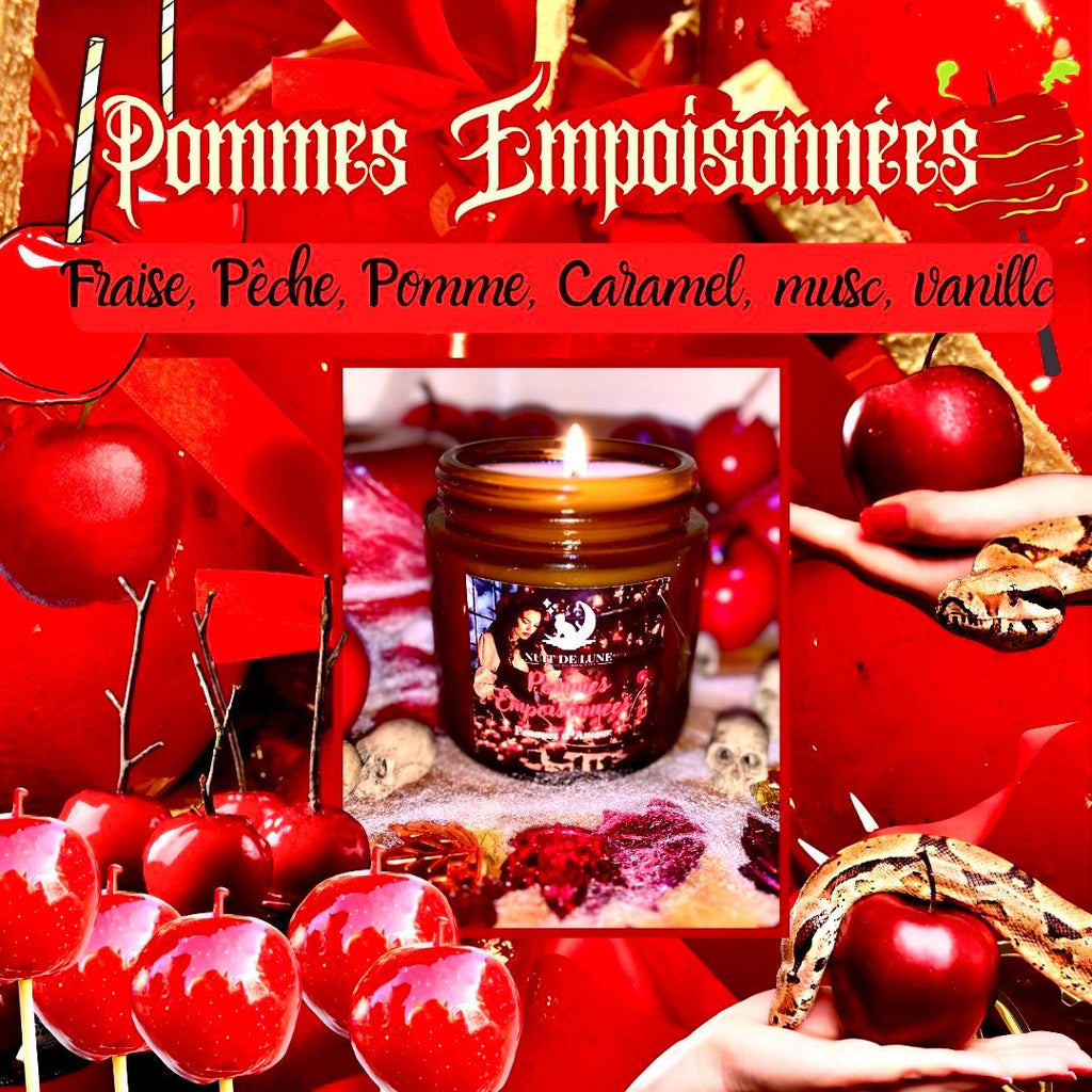 bougie de luxe artisanale parfumée Halloween POMMES EMPOISONNÉES parfum Pommes d’Amour