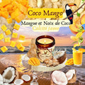 Bougie de luxe artisanale aux cristaux COCO MANGO Mangue et Noix de Coco, Calcite jaune