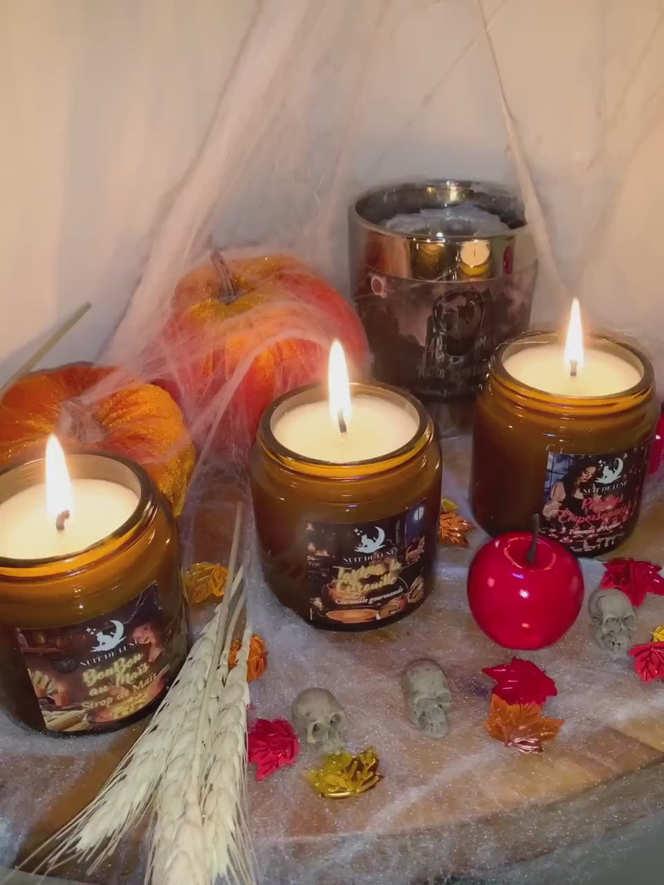 Bougie de luxe artisanale parfumée Halloween TARTE A La CITROUILLE Citrouille merveilleuse Vanille Citrouille Cannelle Pumpkin Spice